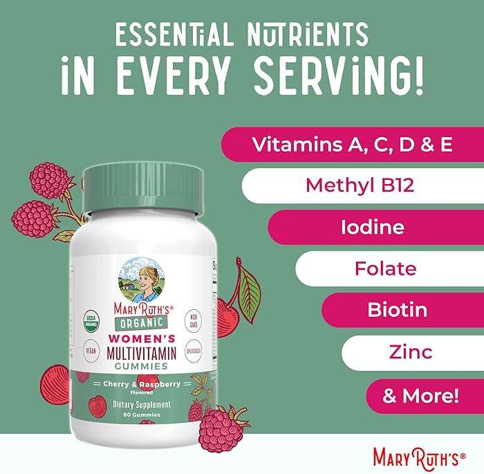 MARYRUTH'S Multivitamin Gummies for Women Ages 14+ | Immune Support | Hair & Skin Health | Reproductive Health | Vitamin A C D E B6 B12 Biotin Zinc Iodine | Organic | Vegan | Non-GMO | 60 Count - Image 7