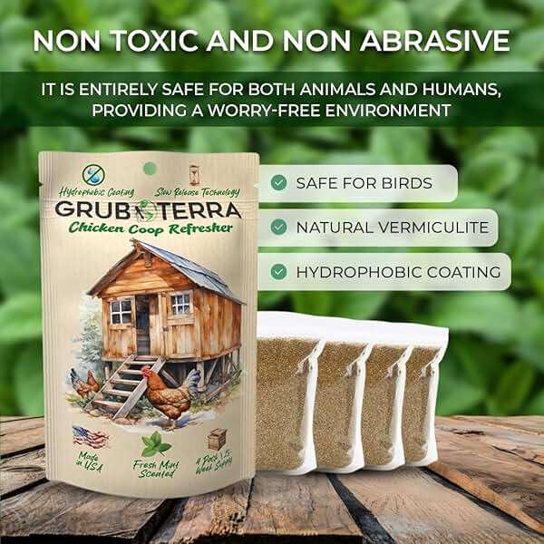 GrubTerra Chicken Coop Odor Eliminator, Coop Refresher & Litter Deodorizer – Zero Odor Neutralizer for Chicken Bedding, Sand, Nesting Pads & Runs - Mint Scent - Image 3