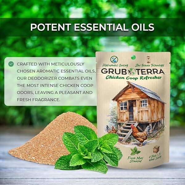 GrubTerra Chicken Coop Odor Eliminator, Coop Refresher & Litter Deodorizer – Zero Odor Neutralizer for Chicken Bedding, Sand, Nesting Pads & Runs - Mint Scent - Image 4