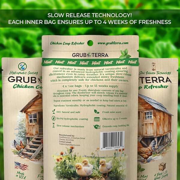 GrubTerra Chicken Coop Odor Eliminator, Coop Refresher & Litter Deodorizer – Zero Odor Neutralizer for Chicken Bedding, Sand, Nesting Pads & Runs - Mint Scent - Image 5