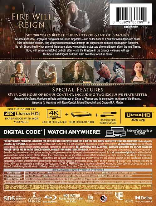 House of the Dragon: The Complete First Season (Steelbook/4K Ultra HD/Blu-ray/Digital) - Image 3