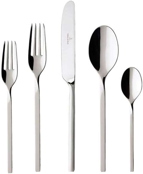 Villeroy & Boch NewWave Collection 20-Piece Flatware Set, Service for 4, 18/10 Stainless Steel Utensils, Dishwasher Safe - Image 1