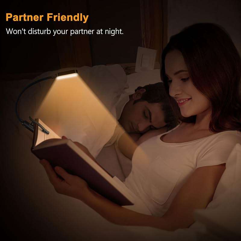 Gritin 16 LED Rechargeable Book Light for Reading in Bed- Eye Caring 3 Color Temperatures, Stepless Dimming Brightness, 80 Hrs Runtime, Lightweight Flexible Clip on Light for Book Lovers - Image 7