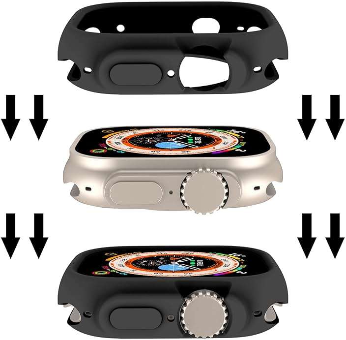 Bumper case Compatible with Apple Watch Ultra 3/Ultra 2/Ultra 49mm Cover, Soft TPU Protective Bumper Cover for Apple Watch 49mm Case (Black) - Image 3