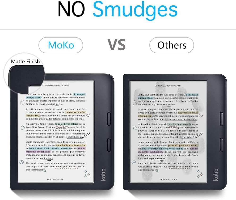 MoKo 2-Pack Matte Screen Protector Fits Kobo Libra Colour 7 Inches 2024/Kobo Libra 2 E-Reader 7" 2021, Premium PET Anti-Glare Screen Protective Film Screen Protector - Image 3