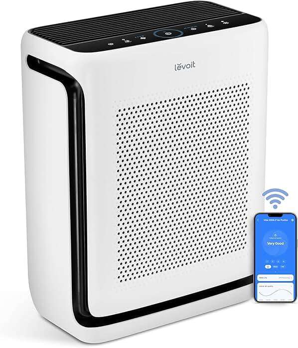 LEVOIT Air Purifiers for Home Large Room Up to 1875 Ft² with Washable Pre-Filter, AHAM VERIFIDE, Air Quality Monitor, HEPA Sleep Mode for Allergies, Pet Hair in Bedroom, Vital 200S-P, White - Image 1