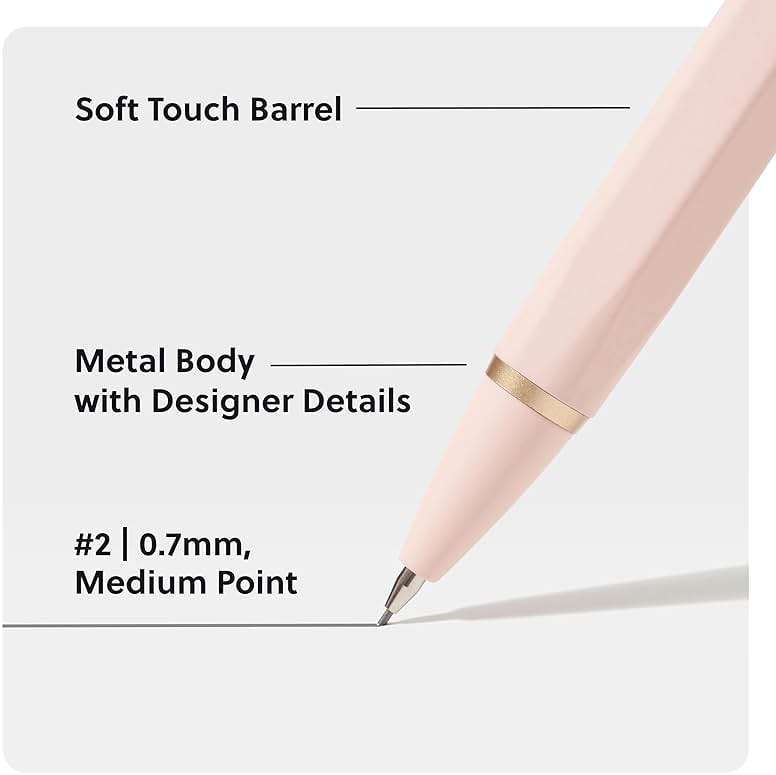 U Brands Cambria Mechanical Pencils, Set of 2, Blush Pink, Soft Touch, Medium (0.7 mm) Point, Lead and Eraser Refills - Image 4