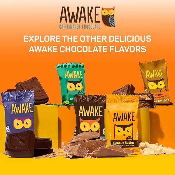 AWAKE - Caffeinated Chocolate Bites - Dark Chocolate, 50 Bites - 50mg Caffeine - Individually Wrapped Energy Bites - Coffee Alternative - Fairtrade, Gluten Free, Non GMO - 0.48oz - Image 7