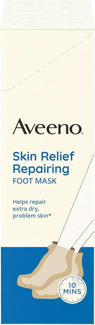 Aveeno Skin Relief Repairing Foot Mask, Moisturizing Socks with Prebiotic Oat & Shea Butter for Very Dry Skin, Foot Care for Sensitive Skin, Fragrance-Free, Value Pack, 6 Pairs of Single-Use Slippers - Image 4
