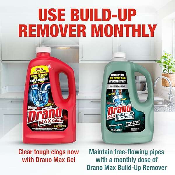 Drano Max Build Up Remover Drain Cleaner, Enzymes & Probiotics Prevents Clogs & Remove Odor-Causing Buildup, Safe for Septic, Toilets & Pipes in Bathroom Drains & Kitchen Sinks, Commercial Line, 60 oz - Image 4