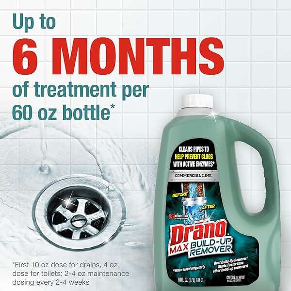 Drano Max Build Up Remover Drain Cleaner, Enzymes & Probiotics Prevents Clogs & Remove Odor-Causing Buildup, Safe for Septic, Toilets & Pipes in Bathroom Drains & Kitchen Sinks, Commercial Line, 60 oz - Image 8