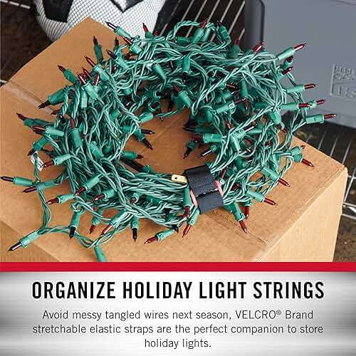 VELCRO Brand Garage Organization and Storage | Elastic Cinch Straps, 30" | Strong & Reusable | Bundle Poles and Stakes, Organize Power Tool Cords | Black, 1 Inch Wide, 2 Count - Image 4