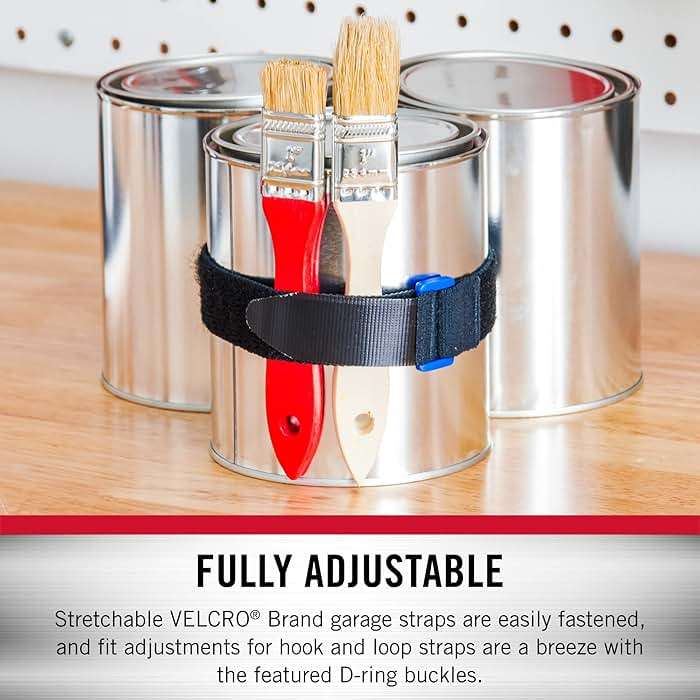 VELCRO Brand Garage Organization and Storage | Elastic Cinch Straps, 30" | Strong & Reusable | Bundle Poles and Stakes, Organize Power Tool Cords | Black, 1 Inch Wide, 2 Count - Image 6
