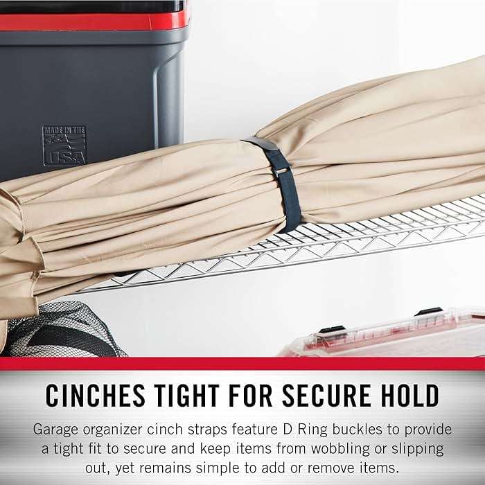 VELCRO Brand Garage Organization and Storage | Elastic Cinch Straps, 30" | Strong & Reusable | Bundle Poles and Stakes, Organize Power Tool Cords | Black, 1 Inch Wide, 2 Count - Image 7