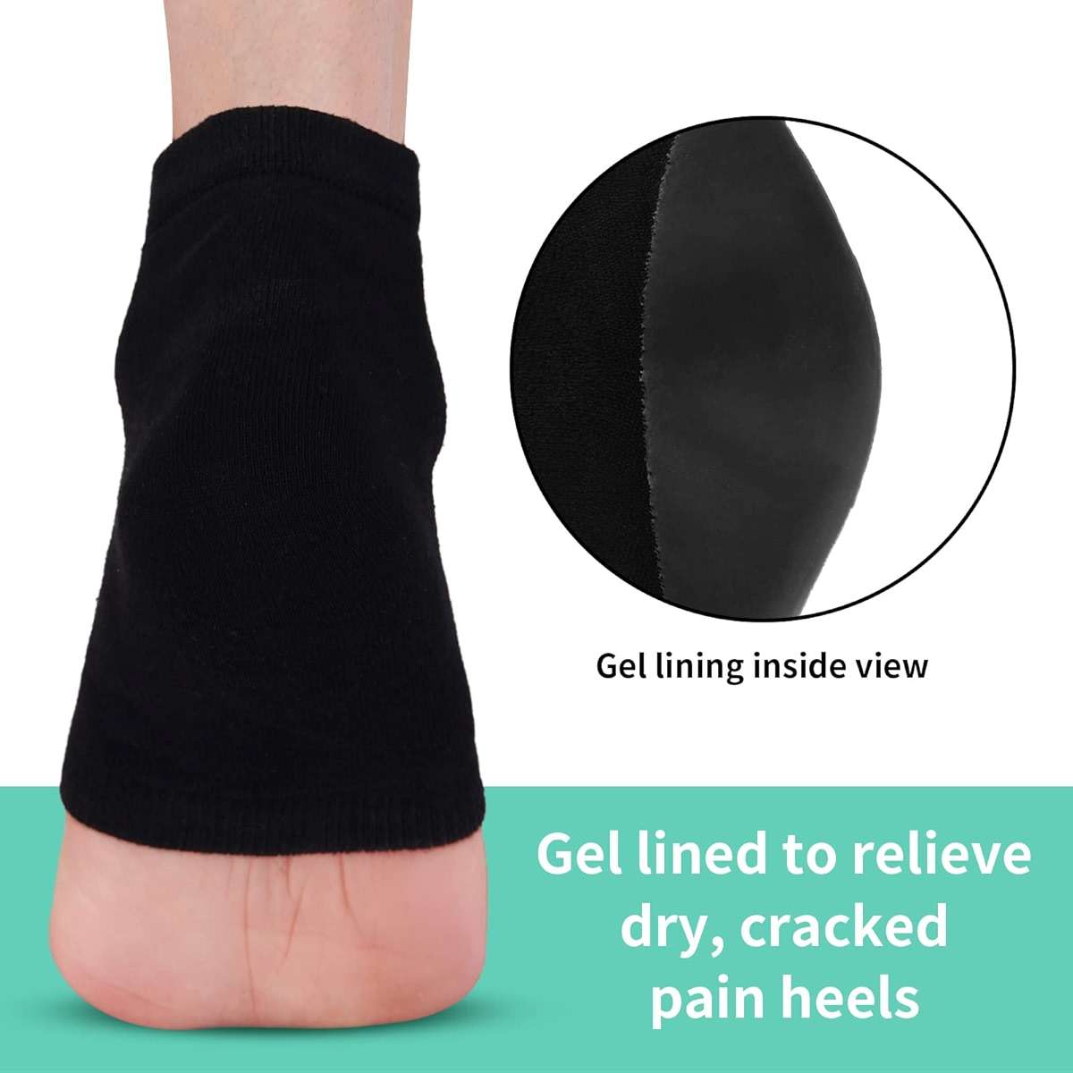Vaincre Gel Moisturizing Heel Socks for Dry Cracked Feet Women, 4 Pairs Foot Care Spa Moisture Toeless Socks for Cracked Heel Repair Treatment Overnight (Regular) - Image 3