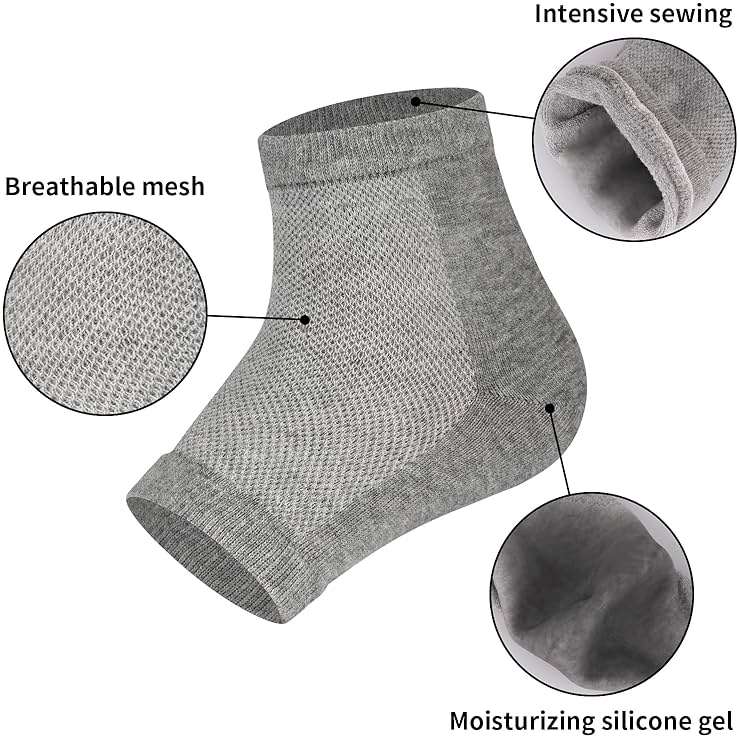 Vaincre Gel Moisturizing Heel Socks for Dry Cracked Feet Women, 4 Pairs Foot Care Spa Moisture Toeless Socks for Cracked Heel Repair Treatment Overnight (Regular) - Image 5