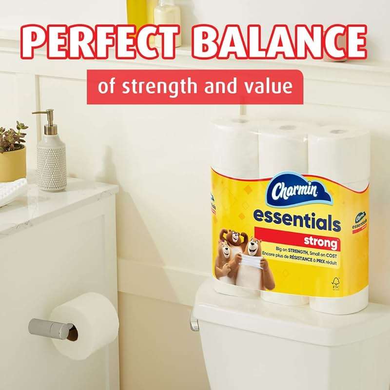Charmin Essentials Strong Toilet Paper, 9 Mega Rolls = 36 Regular Rolls - Image 4