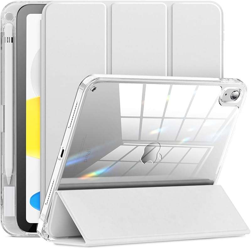 INFILAND Compatible with iPad A16 Case 11th Generation 11 Inch 2025, iPad 10th Generation Case 10.9 Inch 2022, Clear Protective Slim Cover with Apple Pencil Holder & Charging Adapter Slot (Silver) - Image 1