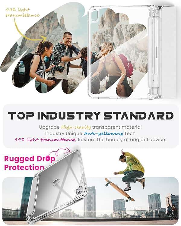 INFILAND Compatible with iPad A16 Case 11th Generation 11 Inch 2025, iPad 10th Generation Case 10.9 Inch 2022, Clear Protective Slim Cover with Apple Pencil Holder & Charging Adapter Slot (Silver) - Image 4