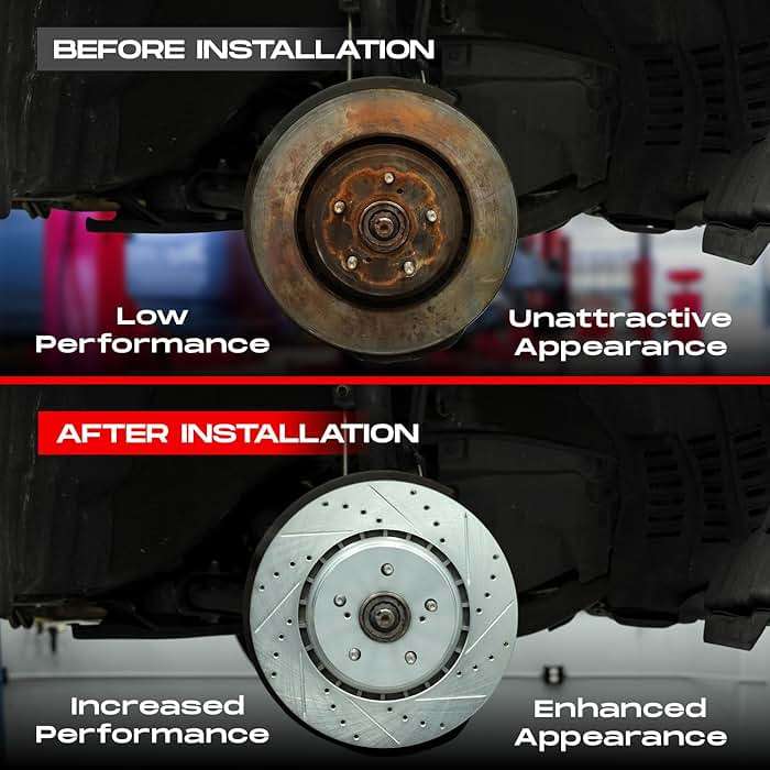 R1 Concepts Front and Rear Brake Kit For 2019-2022 Genesis G70, 2018-2021 Kia Stinger| Drilled Slotted Brake Rotors| Ceramic Brake Pads and Rotors Kit| Hardware included - Image 8