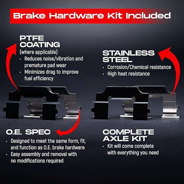R1 Concepts Front and Rear Brake Kit Fits 2013-2018 Hyundai Santa Fe; 2013-2019 Hyundai Santa Fe XL| Optimum Oep Pads, Blank Rotors| Hardware| 12.6" Front & 11.9" Rear - Image 7