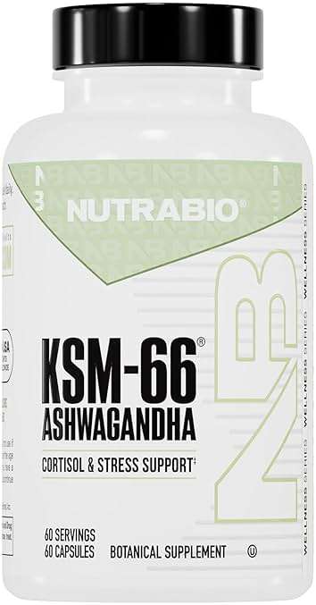 NutraBio Ashwagandha KSM-66 | Ashwagandha Herbal Supplement for Stress, Mood, & Performance | 600 MG of Clinically Studied KSM66 60 Capsules - Image 1
