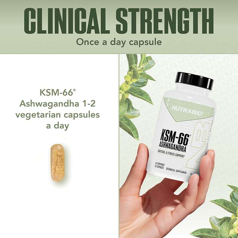 NutraBio Ashwagandha KSM-66 | Ashwagandha Herbal Supplement for Stress, Mood, & Performance | 600 MG of Clinically Studied KSM66 60 Capsules - Image 5