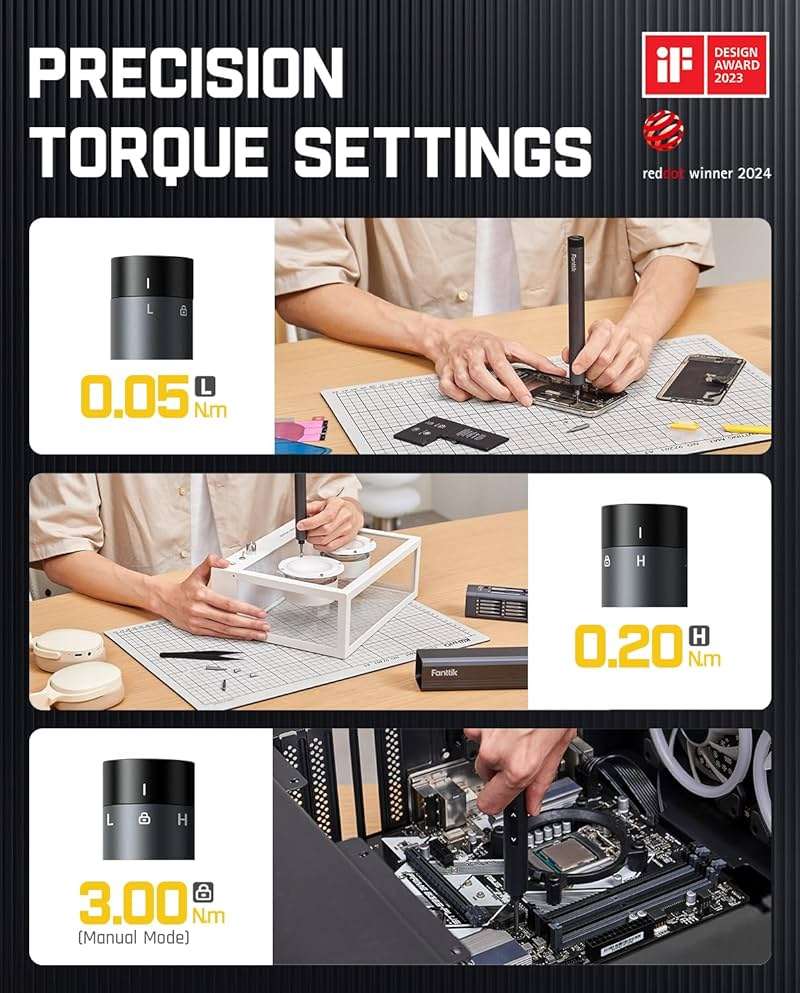 Fanttik E1 Max Electric Screwdriver, Mini Precision Screwdriver Set, 50 Magnetic Bits, Magnetic Storage, 5/32‘’Hex, Repair Tool Kit for Electronics Phone Camera Laptop Watch for Dad - Image 3