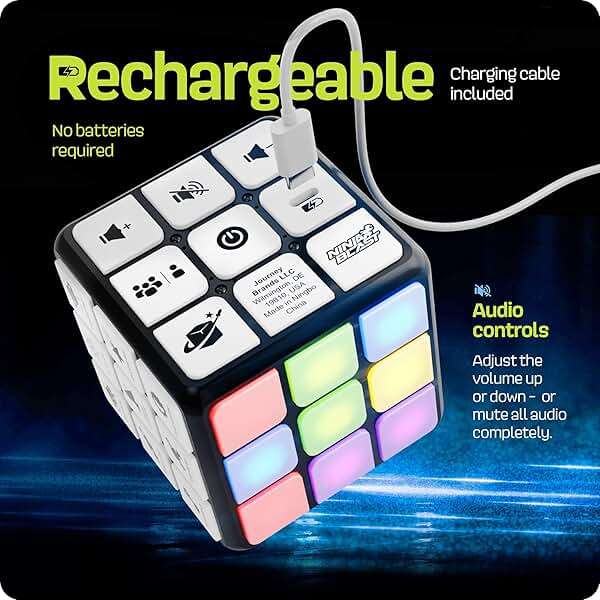 Rechargeable Game Activity Cube - Toys for Boys and Girls - 9 Fun Brain & Memory Games - Birthday Gifts for Age 6, 7, 8, 9, 10, 11, 12 Year Old Kids Teens - Best Boy Toy Gift Ideas - Image 8
