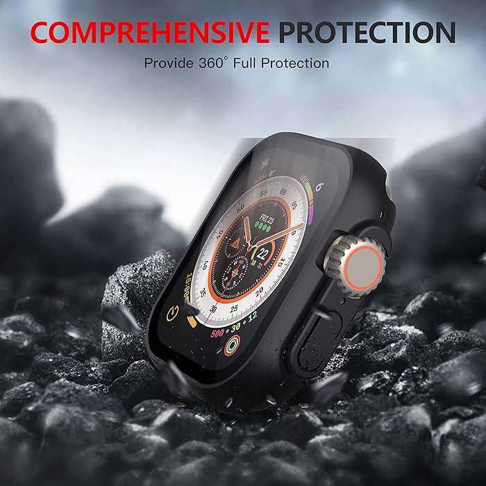 Misxi 2 Pack Hard PC Case Built in Tempered Glass Compatible with 49mm Apple Watch Ultra 3 / Ultra 2 / Ultra, Thin Protective Case with Screen Protector for iWatch Ultra3/Ultra2/Ultra, Shockproof Cover with Button, Black - Image 3
