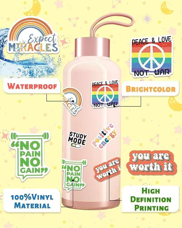Greingways 300 PCS Inspirational Stickers for Adults, Motivational Water Bottle Stickers for Teens Kids Teachers, Journaling Scrapbook Laptop Positive Quote Vinyl Sticker for Vision Board Supplies - Image 2