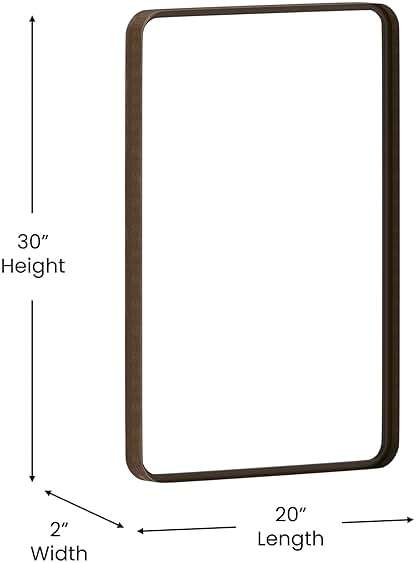 Flash Furniture Janinne Rectangle Wall Mirror - Brushed Bronze Accent Mirror - 20" x 30" Vanity Mirror - for Bathroom, Vanity, Entryway, Dining Room, & Living Room - Image 2