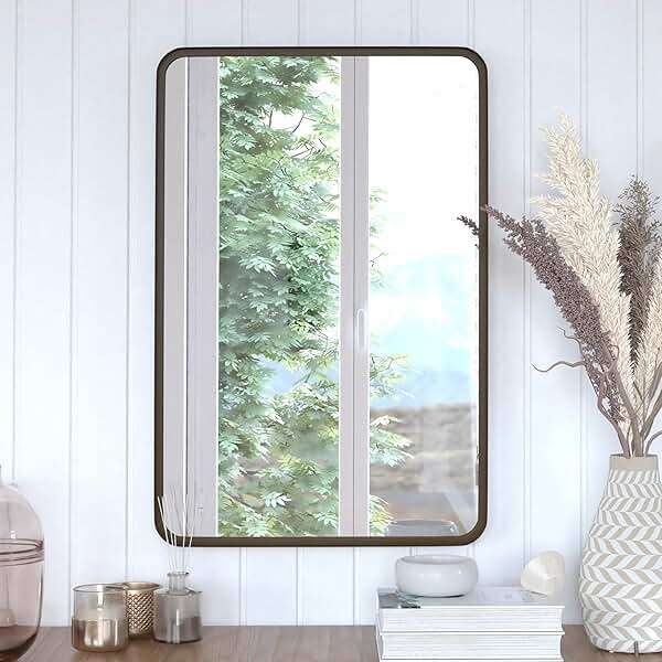 Flash Furniture Janinne Rectangle Wall Mirror - Brushed Bronze Accent Mirror - 20" x 30" Vanity Mirror - for Bathroom, Vanity, Entryway, Dining Room, & Living Room - Image 7