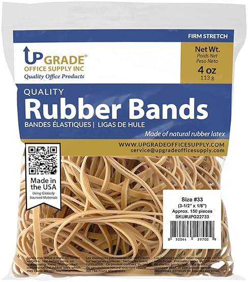 Upgrade Office Supply UPG22733 Rubber Bands, Size #33 (3-1/2” x 1/8”), 150 Bands, 1/4 lb, USA - Image 3