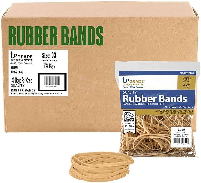 Upgrade Office Supply UPG22733 Rubber Bands, Size #33 (3-1/2” x 1/8”), 150 Bands, 1/4 lb, USA - Image 6