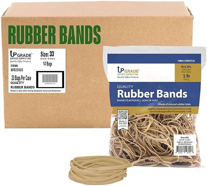 Upgrade Office Supply Rubber Bands, Size 33, 3-1/2 x 1/8 in, 600 Count, 1 lb Bag USA - Image 7