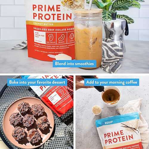 Equip Prime Peanut Butter Protein Powder - Gut-Friendly, No Sugar Protein Shake Powder with Grass-Fed Beef & Natural Collagen - Rich & Creamy Mix - 21g Per Serving - Whey & Dairy-Free (30 Scoops) - Image 4