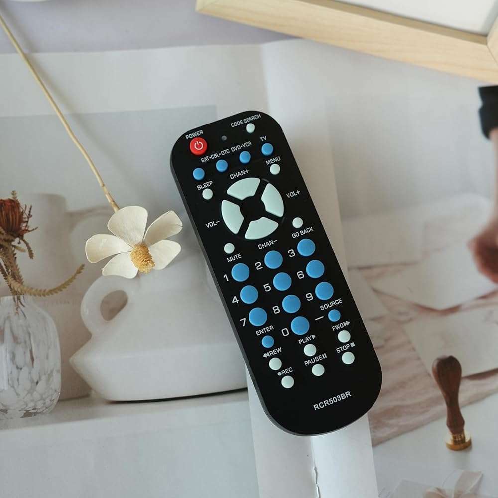 3-Device Universal Remote Control RCR503BR sub RCR503BE RCR503BZ Compatible for Most Major Remote Brands TV DVD or VCR Satellite Receiver Cable Box Digital TV Converter Palm-Sized - Image 9