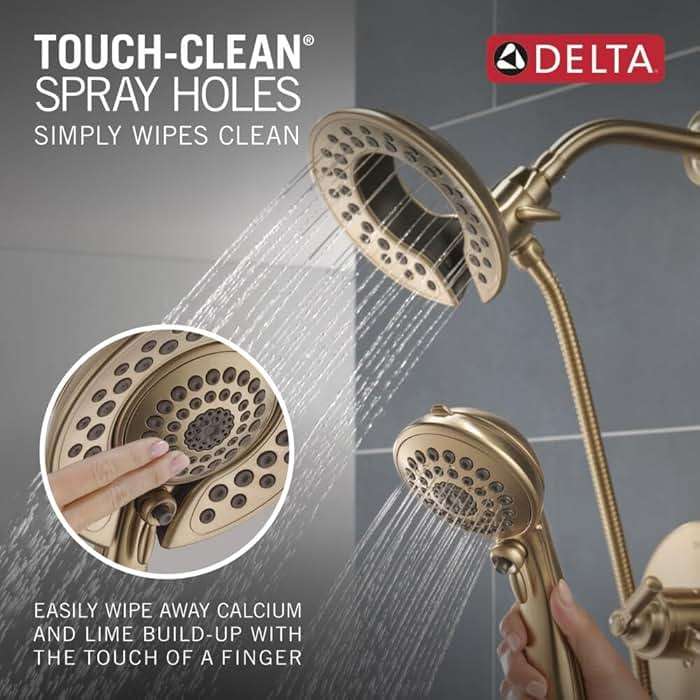 Delta Saylor 17 Series Brushed Gold Dual-Function Shower Faucet Set with In2ition 2-in-1 Dual Shower Head with HandHeld Spray Combo, Valve Trim Kit, Champagne Bronze T17235-CZ-I (Valve Not Included) - Image 5