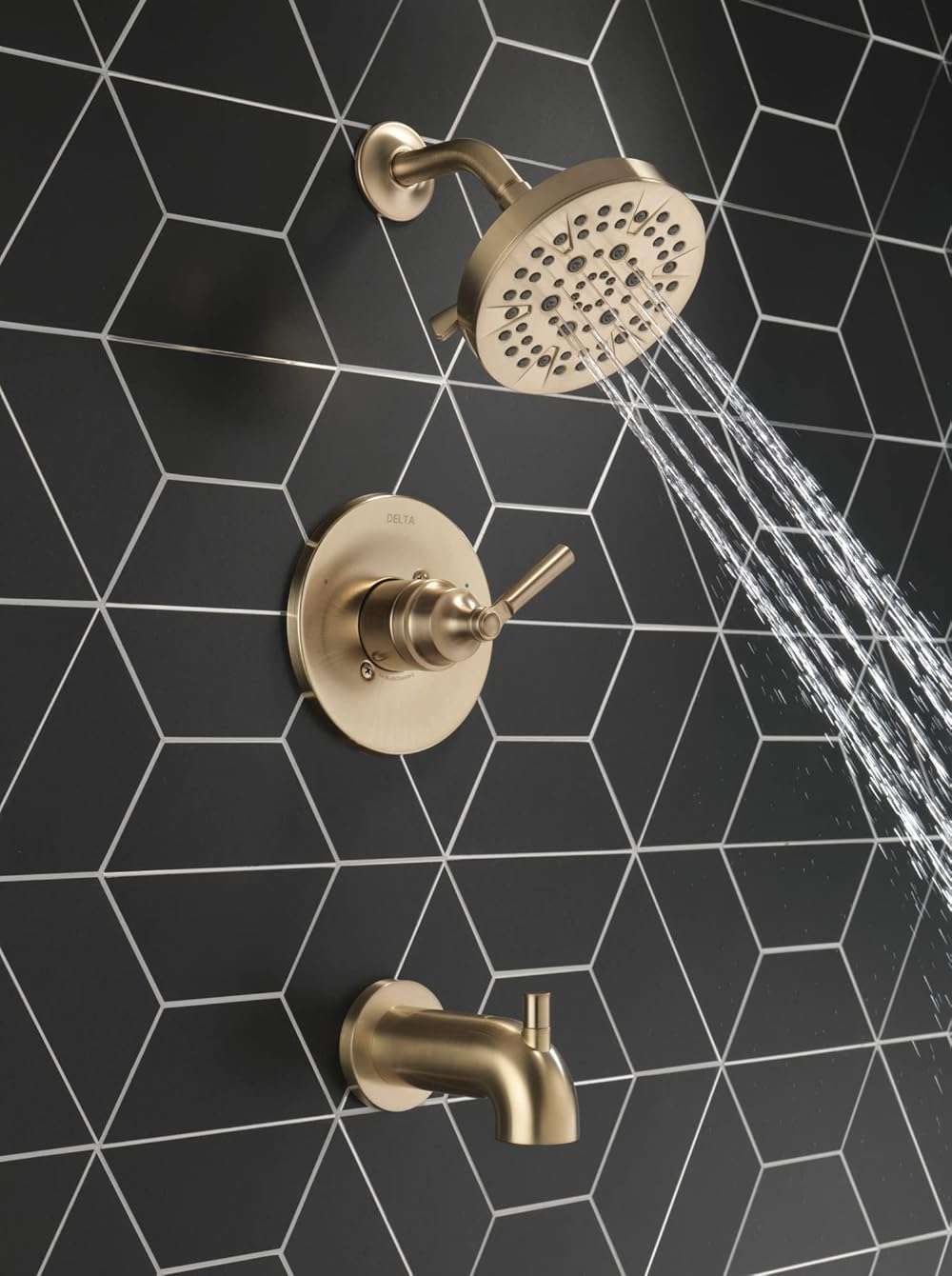 Delta Saylor 14 Series Bathtub and Shower Faucet Set, Brushed Gold Shower Head and Handle Set, Valve Trim Kit, Champagne Bronze T14435-CZ (Valve Not Included) - Image 2
