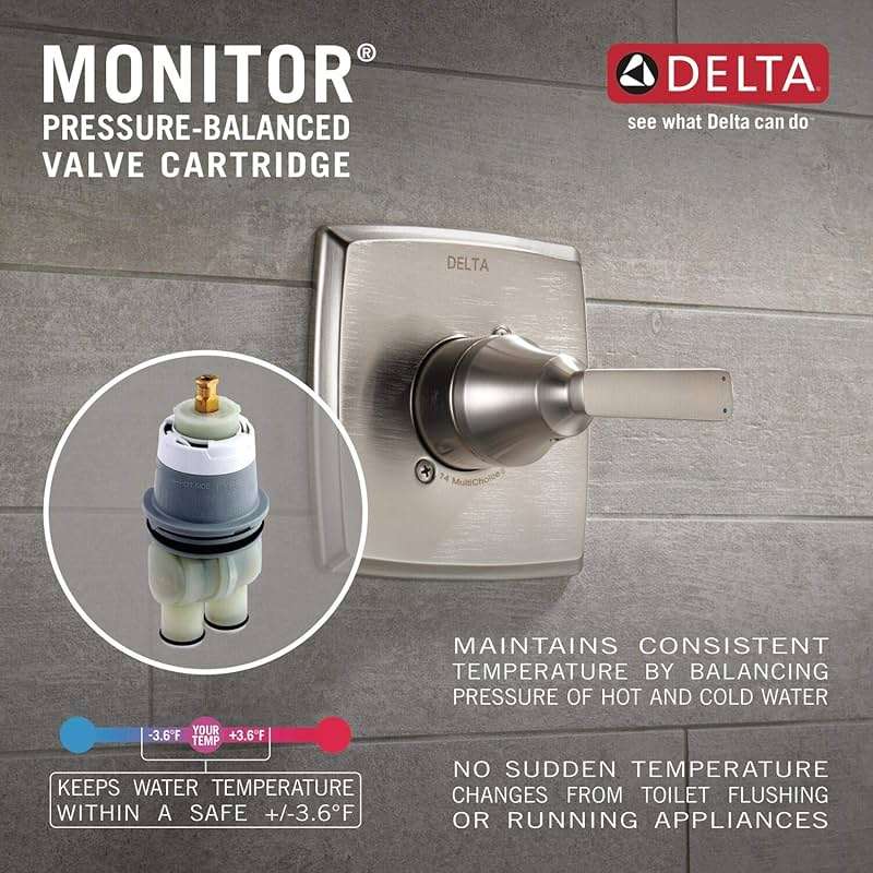 Delta Saylor 14 Series Bathtub and Shower Faucet Set, Brushed Gold Shower Head and Handle Set, Valve Trim Kit, Champagne Bronze T14435-CZ (Valve Not Included) - Image 5