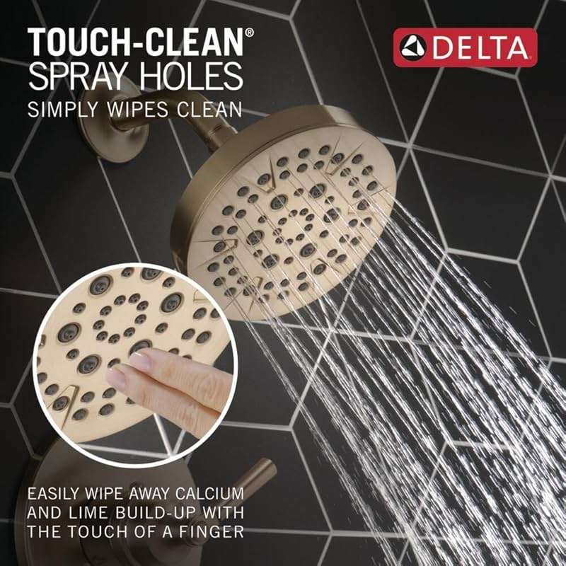 Delta Saylor 14 Series Bathtub and Shower Faucet Set, Brushed Gold Shower Head and Handle Set, Valve Trim Kit, Champagne Bronze T14435-CZ (Valve Not Included) - Image 6