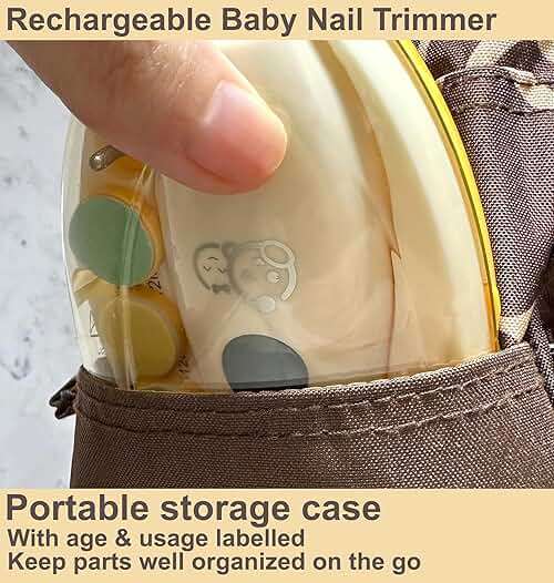 Royal Angels Rechargeable 22 in 1 Baby Nail Trimmer with LCD Display, Labeled Case, 13 Extra Pads, Safe Quiet LED Light Electric Baby Nail File Kit for Newborns Toddlers (Mango) - Image 7