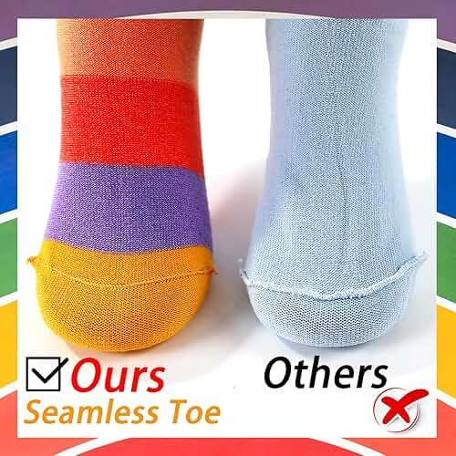 hakugoo Kids Crew Socks Seamless Boys Girls Rainbow Stripes Socks Cotton Athletic Sock Unisex Cute Fun Boot Sock 5 Pairs - Image 5