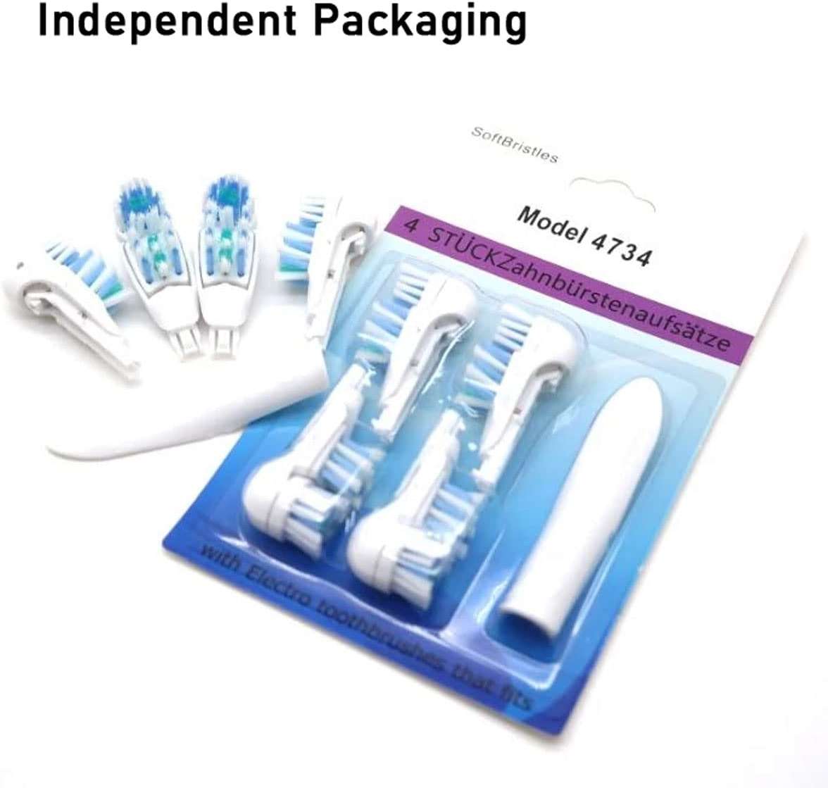 Sensitive Replacement Toothbrush Heads Compatible with Oral-B Cross Action Power 3733 4732,Rotating Powerhead and Crisscross Bristles (White) - Image 2