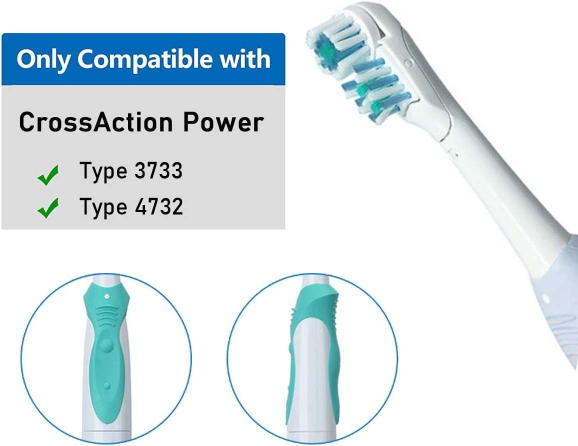 Sensitive Replacement Toothbrush Heads Compatible with Oral-B Cross Action Power 3733 4732,Rotating Powerhead and Crisscross Bristles (White) - Image 4