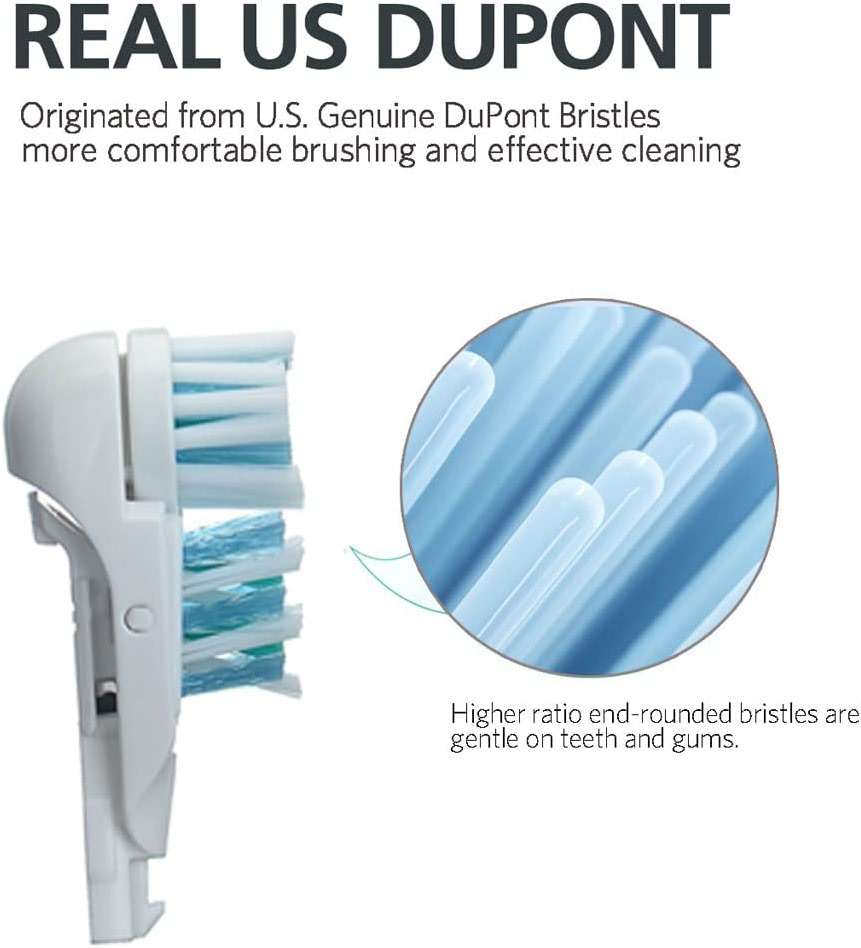Sensitive Replacement Toothbrush Heads Compatible with Oral-B Cross Action Power 3733 4732,Rotating Powerhead and Crisscross Bristles (White) - Image 6