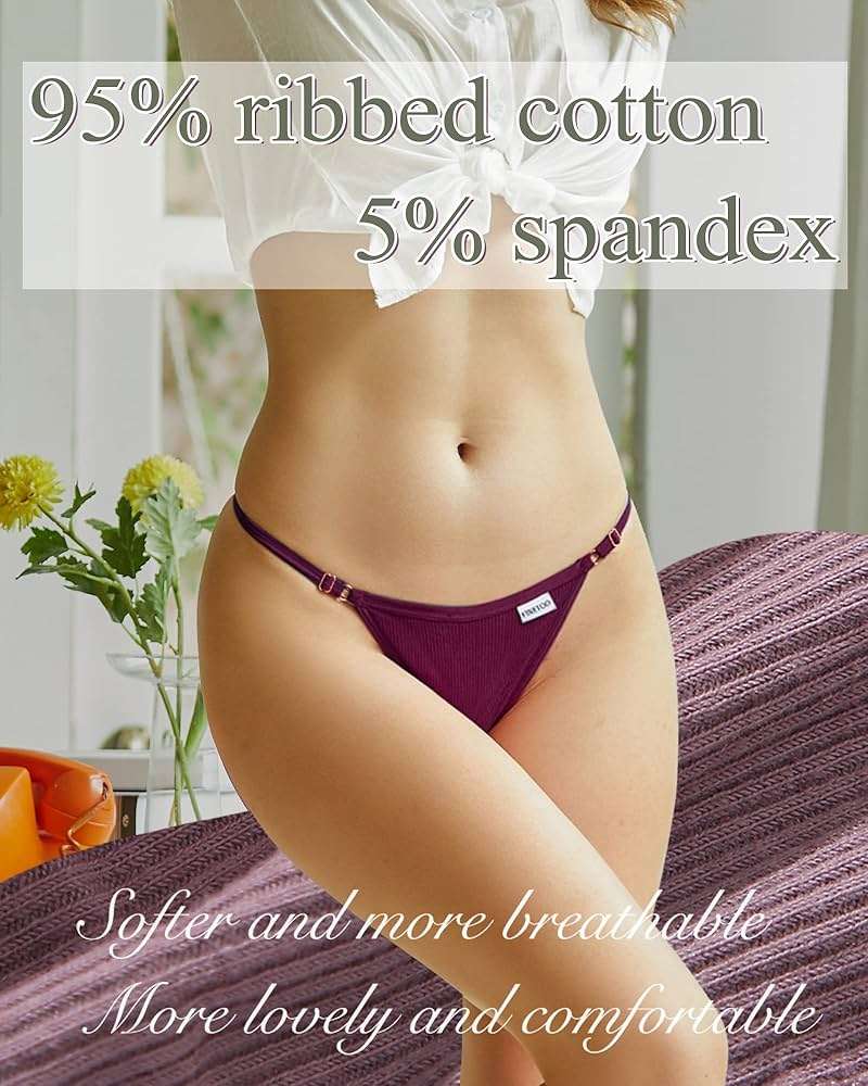 FINETOO 10 Pack Adjustable G String Thongs for Women Sexy Underwear Low Rise Womens Thong Cotton Panties for Ladies S-XL - Image 3