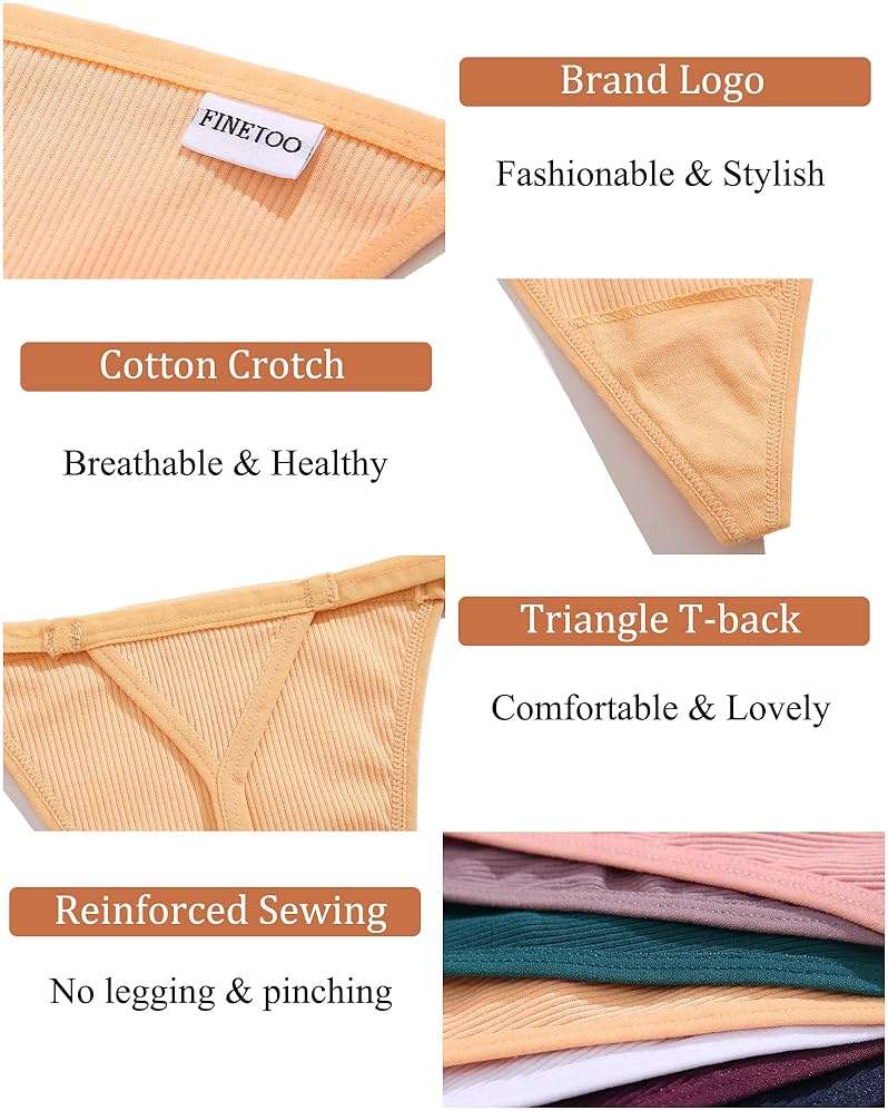 FINETOO 10 Pack Adjustable G String Thongs for Women Sexy Underwear Low Rise Womens Thong Cotton Panties for Ladies S-XL - Image 5