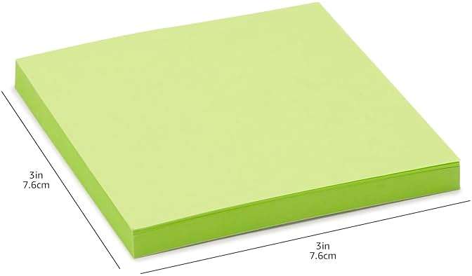 Amazon Basics Square Sticky Notes for Home, Office, School Supplies, Clean Removal, 3x3 Inches, Assorted Bright Colors, Self-Stick Pads, 70 Sheets/Pad, 12-Pack - Image 2